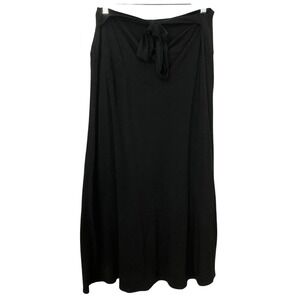Vintage Linda Lundstrom Maxi Skirt Black Womens Bamboo Stretch Knot‎ Front Boho